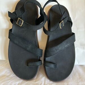 Chaco Black Suede Strappy Buckle Sandals